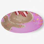ピンクペパーミントジンガーブレッドクッキーホリデーパーティー ペーパープレート (アングル)