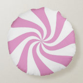 ピンクペパーミントスワールキャンディポーフピロー ラウンドクッション (裏面)