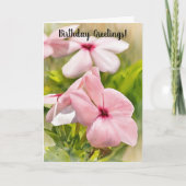 ピンクペリウィンクルフラワーズガーデンアート誕生日カード カード (正面)