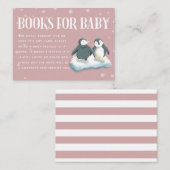 ピンクペンギン冬の赤ちゃんシャワー予約リクエスト エンクロージャーカード (正面/裏面)