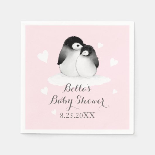 ピンクペンギン紙ナプキンス スタンダードカクテルナプキン (正面)