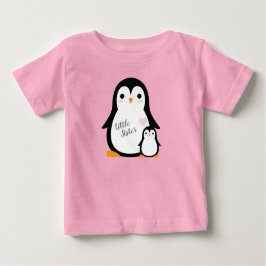 ピンクペンギン赤ちゃんシャワー ベビーTシャツ