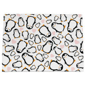 ピンクペンギン赤ちゃんシャワー ラージペーパーバッグ (正面)