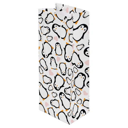 ピンクペンギン赤ちゃんシャワー ワインギフトバッグ (裏面アングル)