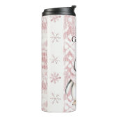 ピンクペンギン雪片クリスマス タンブラー (回転左)