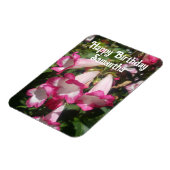 ピンクペンステモンフラワーフラワーズフローラ誕生日 マグネット (左側)