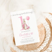 ピンクペーターラビットファースト誕生日招待状 招待状