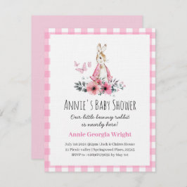 ピンクペーターラビット招待状赤ちゃんシャワーかわいい 招待状