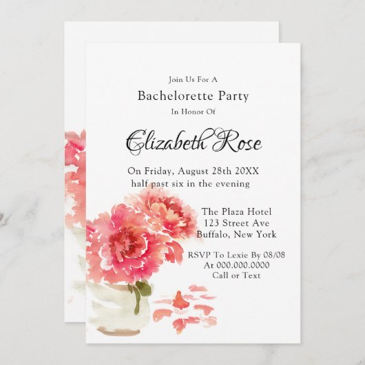 ピンクペ絵を描オニーバチェロレッテ 招待状 (正面/裏面)