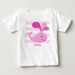 ピンクホエールズストライプシャツ ベビーTシャツ