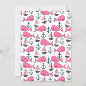 ピンクホエールベビーガールベビーシャワー 招待状 (裏面)