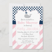 ピンクホエールベビーシャワー招待状 招待状 (正面)