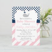 ピンクホエールベビーシャワー招待状 招待状 (スタンド正面)