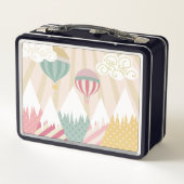 ピンクホットエアバルーンとマウンテンシーン メタルランチボックス (裏面)