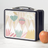 ピンクホットエアバルーンとマウンテンシーン メタルランチボックス (インサイチュ)