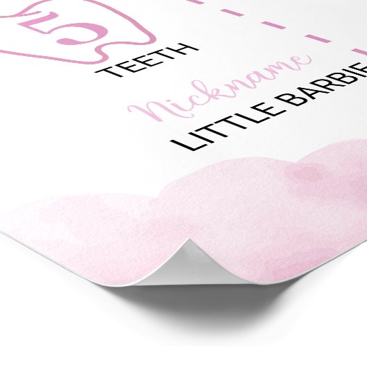 ピンクホットエアバルーンガール誕生日マイルストーンサイン ポスター (角)