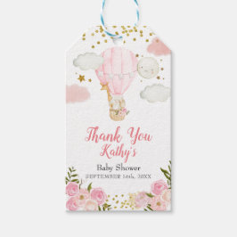 ピンクホットエアバルーンジャングル動物の金ゴールドグリッター ギフトタグ