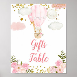 ピンクホットエアバルーンジャングル金ゴールドグリッター ポスター