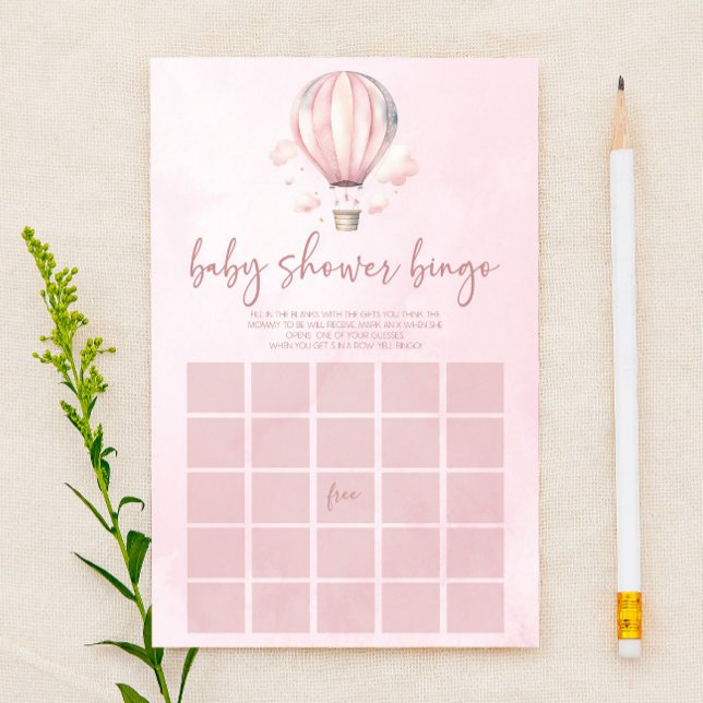 ピンクホットエアバルーンビンゴベビシャワーゲーム (クリエイターアップロード済み)