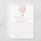 ピンクホットエアバルーンファースト誕生日メッセージ カード (正面)