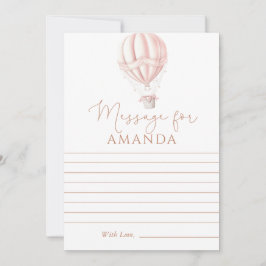 ピンクホットエアバルーンファースト誕生日メッセージ カード