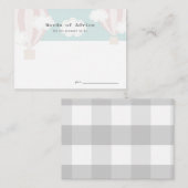 ピンクホットエアバルーンベビーシャワーアドバイスカード エンクロージャーカード (正面/裏面)