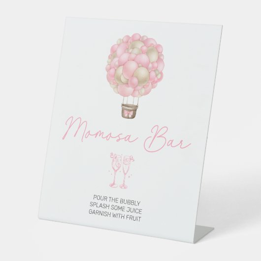 ピンクホットエアバルーンベビーシャワーモモモモザバー 台座サイン (正面)