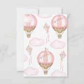 ピンクホットエアバルーンベビーシャワー招待状ガール 招待状 (裏面)