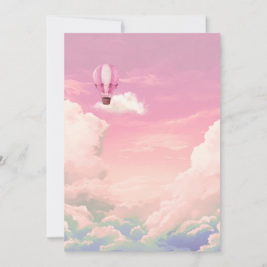ピンクホットエアバルーンベビーシャワー招待状 招待状 (裏面)