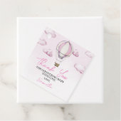 ピンクホットエアバルーンベビーシャワー正方形メッセージカード フェイバータグ (インサイチュ)