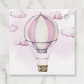 ピンクホットエアバルーンベビーシャワー正方形メッセージカード フェイバータグ (裏面)