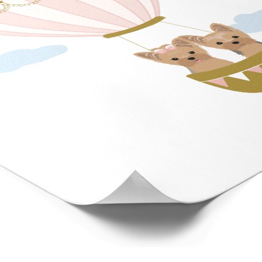 ピンクホットエアバルーンヨークシャー子供部屋ポスター ポスター (角)