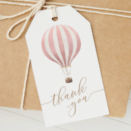 ピンクホットエアバルーン女の子ベビーシャワーありがとう ギフトタグ