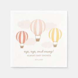 ピンクホットエアバルーン女の子ベビーシャワー スタンダードカクテルナプキン