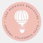 ピンクホットエアバルーン差出人住所 ラウンドシール (正面)