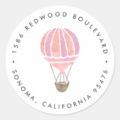 ピンクホットエアバルーン差出人住所 ラウンドシール (正面)