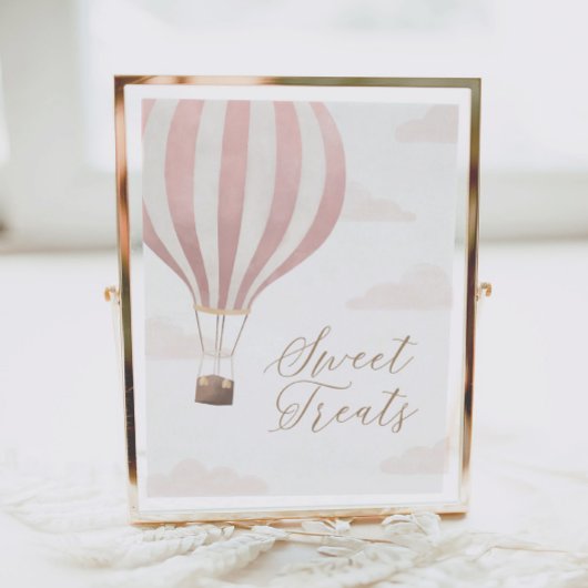 ピンクホットエアバルーン誕生日スイートトリートサイン ポスター