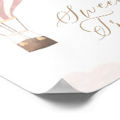 ピンクホットエアバルーン誕生日スイートトリートサイン ポスター (角)