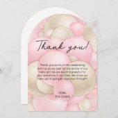 ピンクホットエアバルーン赤ちゃんシャワーサンキューカード 招待状 (正面/裏面)