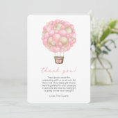 ピンクホットエアバルーン赤ちゃんシャワーサンキューカード 招待状 (スタンド正面)