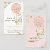 ピンクホットエアバルーン赤ちゃんシャワー予約リクエストカード 名刺 (正面/裏面)