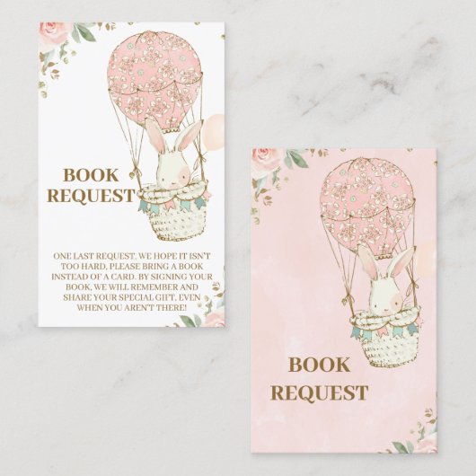 ピンクホットエアバルーン赤ちゃんシャワー予約リクエストカード 名刺 (正面/裏面)