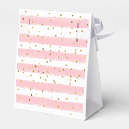 ピンクホットエアバルーン赤ちゃんシャワー金ゴールドグリッター フェイバーボックス (裏面サイド)