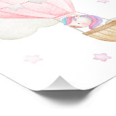 ピンクホットエアバルーン、ユニコーン、星、女の子子供部屋 フォトプリント            (角)