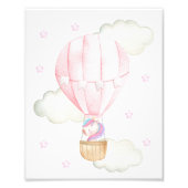 ピンクホットエアバルーン、ユニコーン、星、女の子子供部屋 フォトプリント            (正面)