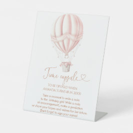 ピンクホットエアバルーンOnederfulガールタイムカプセル 台座サイン