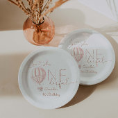 ピンクホットエアバルーンOnederful女の子1st誕生日 ペーパープレート