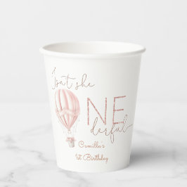 ピンクホットエアバルーンOnederful女の子1st誕生日 紙コップ