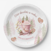 ピンクホットチョコレートクリスマス誕生日紙プレート ペーパープレート (正面)