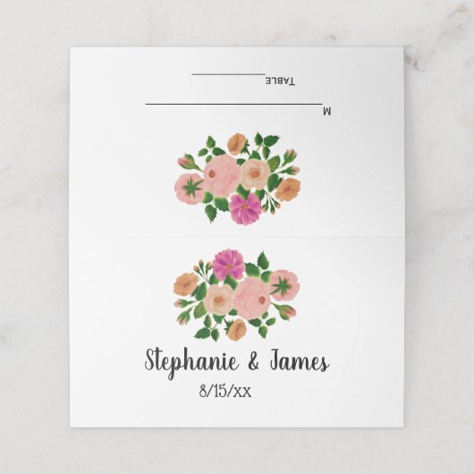 ピンクホットピンクピーチフラワーズエスコートカード座席表 プレイスカード (外部開封)